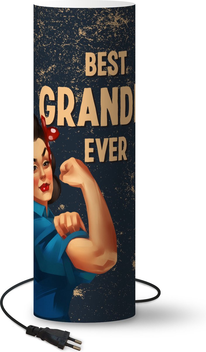 Lamp - Nachtlampje - Tafellamp slaapkamer - Best grandpa ever - Opa - Spreuken - Quotes - 70 cm hoog - Ø22.3 cm - Inclusief LED lamp