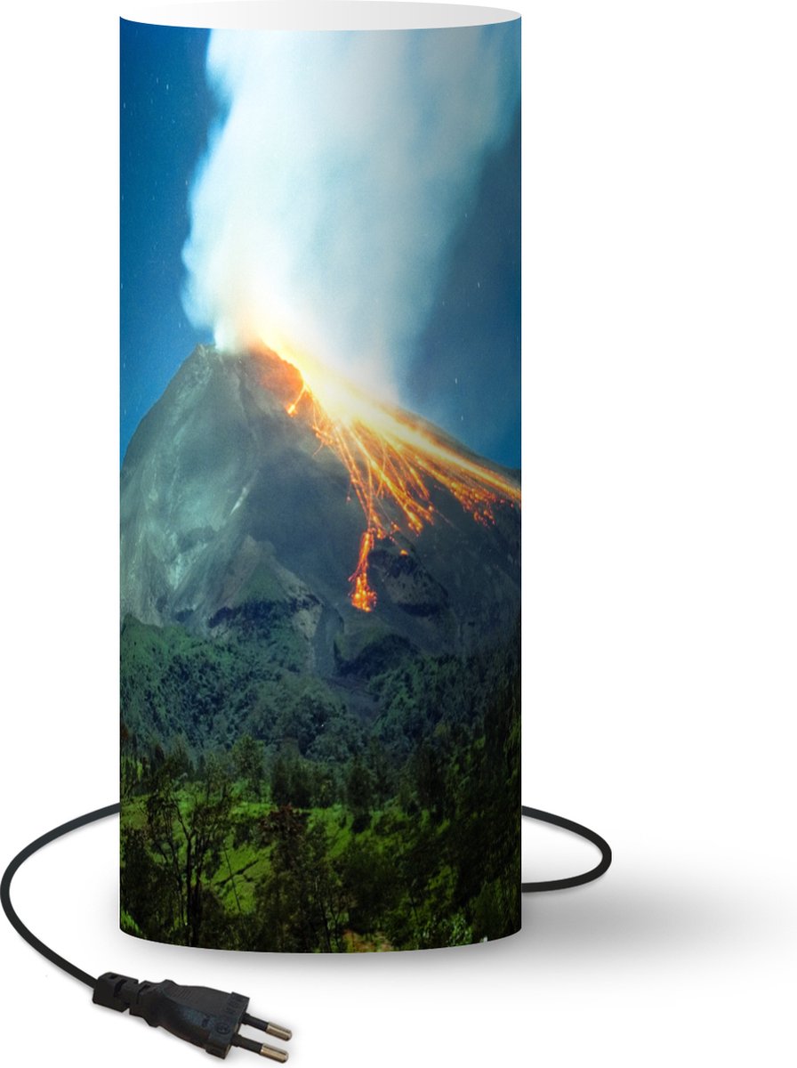 Lamp - Nachtlampje - Tafellamp slaapkamer - Mount Merapi - 33 cm hoog - Ø14.3 cm - Inclusief LED lamp