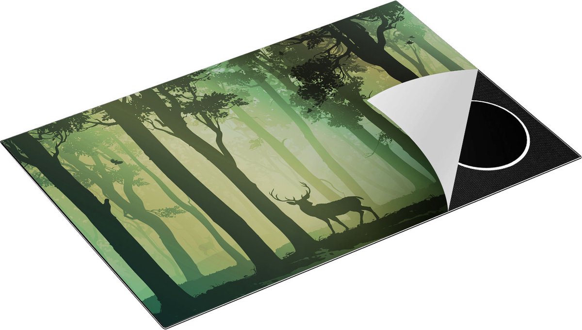 Chefcare Inductie Beschermer Hert in het Bos - Silhouet - 83x51,5 cm - Afdekplaat Inductie - Kookplaat Beschermer - Inductie Mat