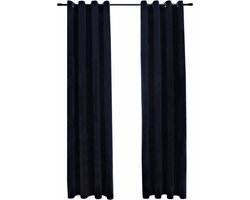 vidaXL - Gordijn - verduisterend - met - ringen - 2 - st - 140x245 - cm - fluweel - zwart