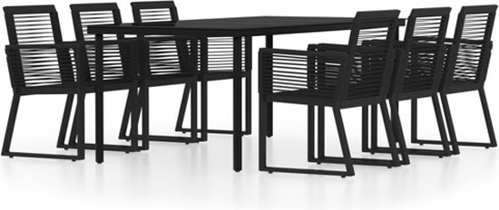 vidaXL Ensemble de jardin 7 pièces Noir - Ensemble de salle à manger - Coins à manger - Ensemble de jardin - Ensemble de meubles de jardin