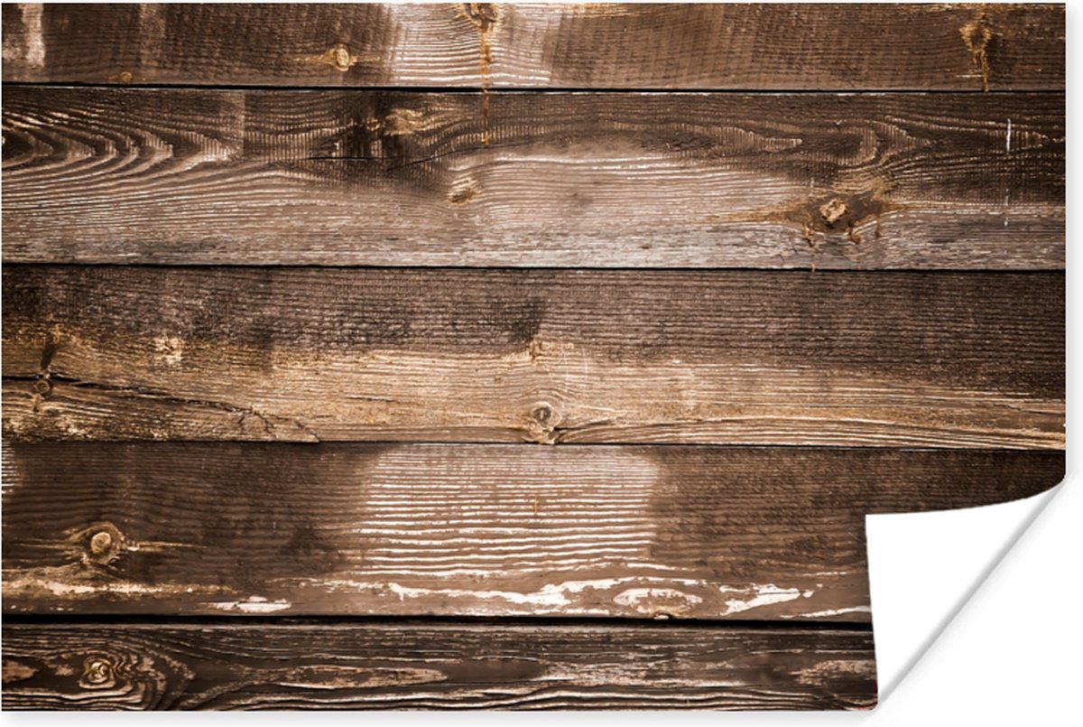 Poster Planken - Hout - Donker - 30x20 cm