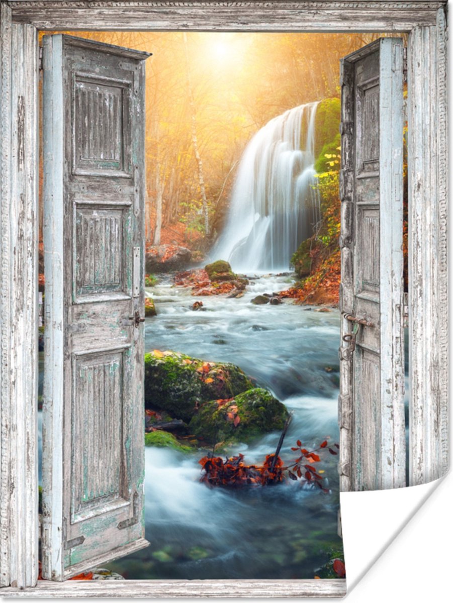 Poster Waterval - Doorkijk - Landschap - 30x40 cm