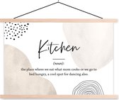 Posterhanger incl. Poster - Schoolplaat - Spreuken - Kitchen - Keuken definitie - Quotes - Woordenboek - 150x100 cm - Blanke latten