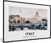 Fotolijst incl. Poster - Rome - Skyline - Italië - Zomer - 30x20 cm - Posterlijst