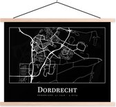 Posterhanger incl. Poster 120x90 cm - Schoolplaat - Kaart - Dordrecht - Plattegrond - Stadskaart - Textielposter - Blanke latten - Plattegrond