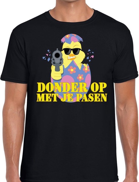 Fout Paas t-shirt zwart donder op met je Pasen voor heren - Pasen shirt L