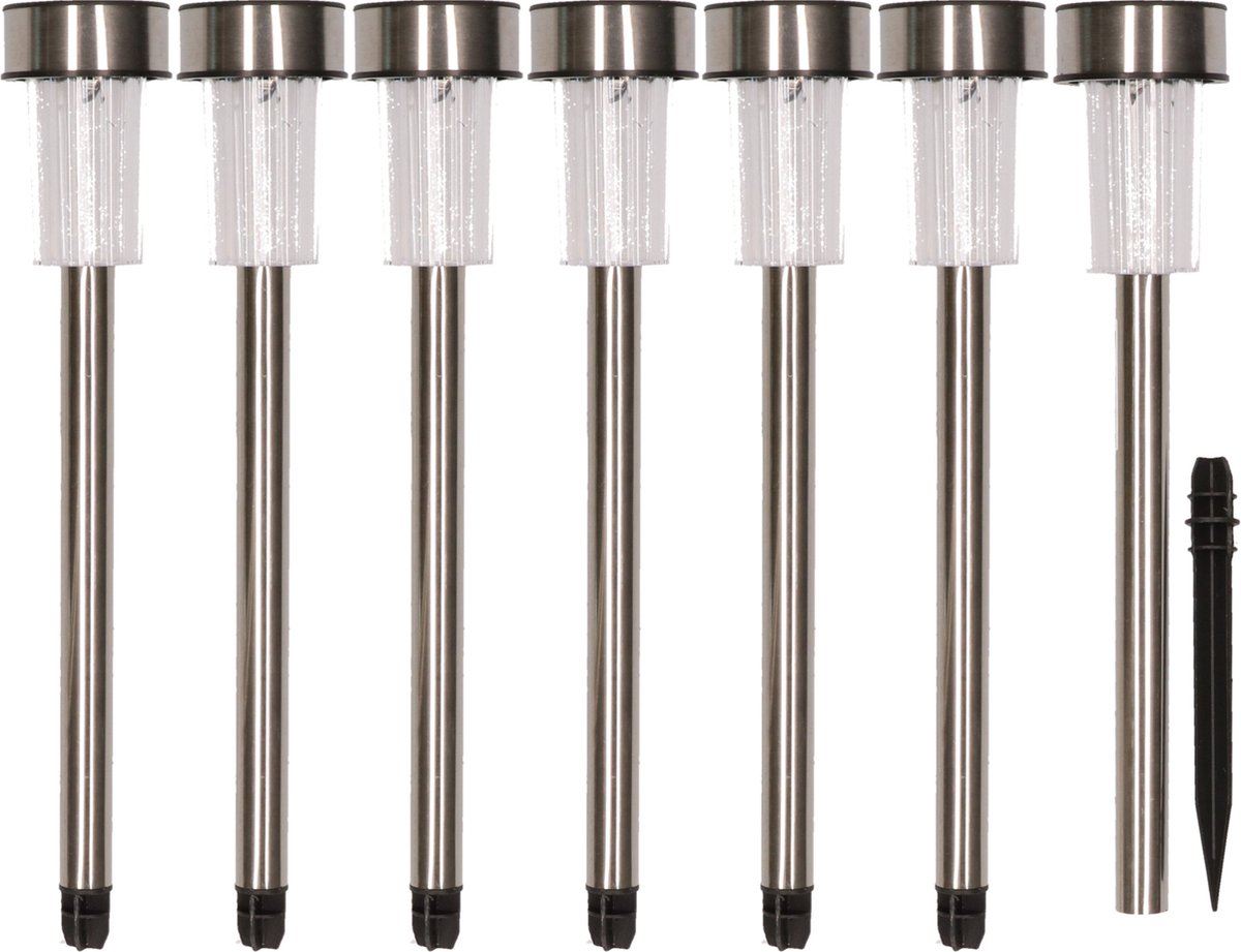 ProGarden Set van 7 RVS solarlampen