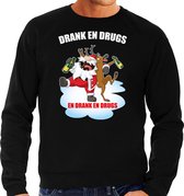 Foute Kerstsweater / Kerst trui Drank en drugs zwart voor heren - Kerstkleding / Christmas outfit M