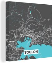 Canvas Schilderij Toulon - Plattegrond - Kaart - Stadskaart - Frankrijk - 50x50 cm - Wanddecoratie