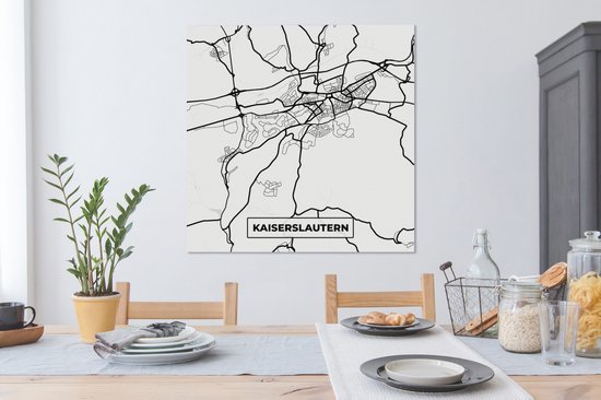 Carte de peinture sur toile - Kaiserslautern - Plan d'étage - Plan de la ville - 90x90 cm - Décoration murale