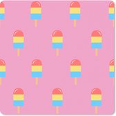 Muismat XXL - Bureau onderlegger - Bureau mat - IJs - Patronen - Roze - Kleuren - 60x60 cm - XXL muismat