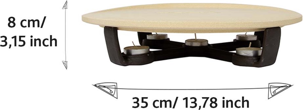 Boska Pizza Party Hot Stone Pizzasteen met basis, voor het warm houden van pizza's, steenovenkwaliteit, voor barbecue en oven, diameter 35 cm
