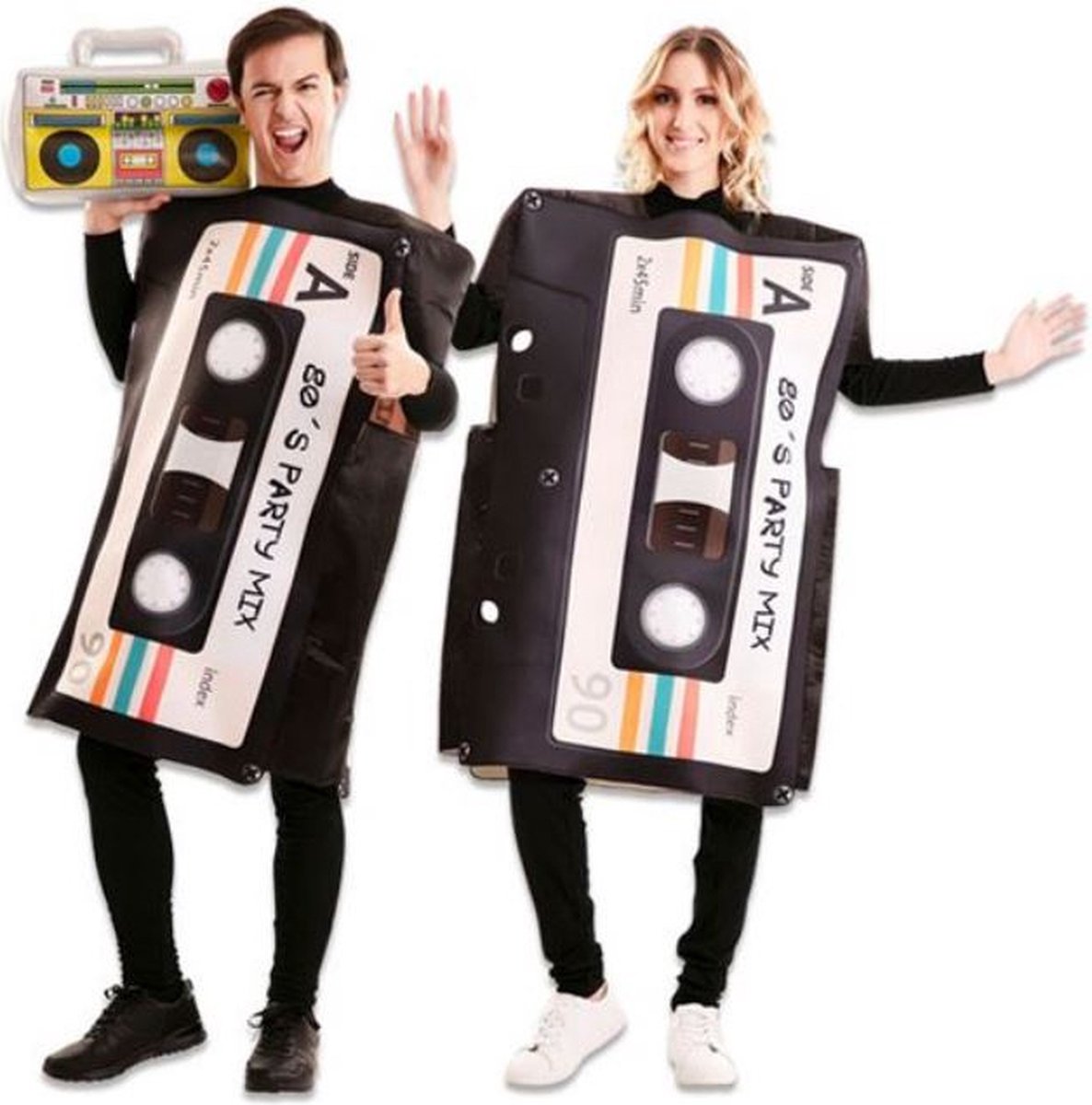 Witbaard Verkleedkostuum Cassettebandje Polyester Zwart Mt M/l