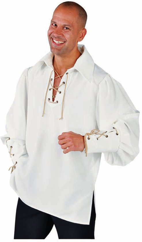 Costume de pirate et viking | Chemise Zorro Musketeer Ropes Off White Homme  | XL |... | bol.com