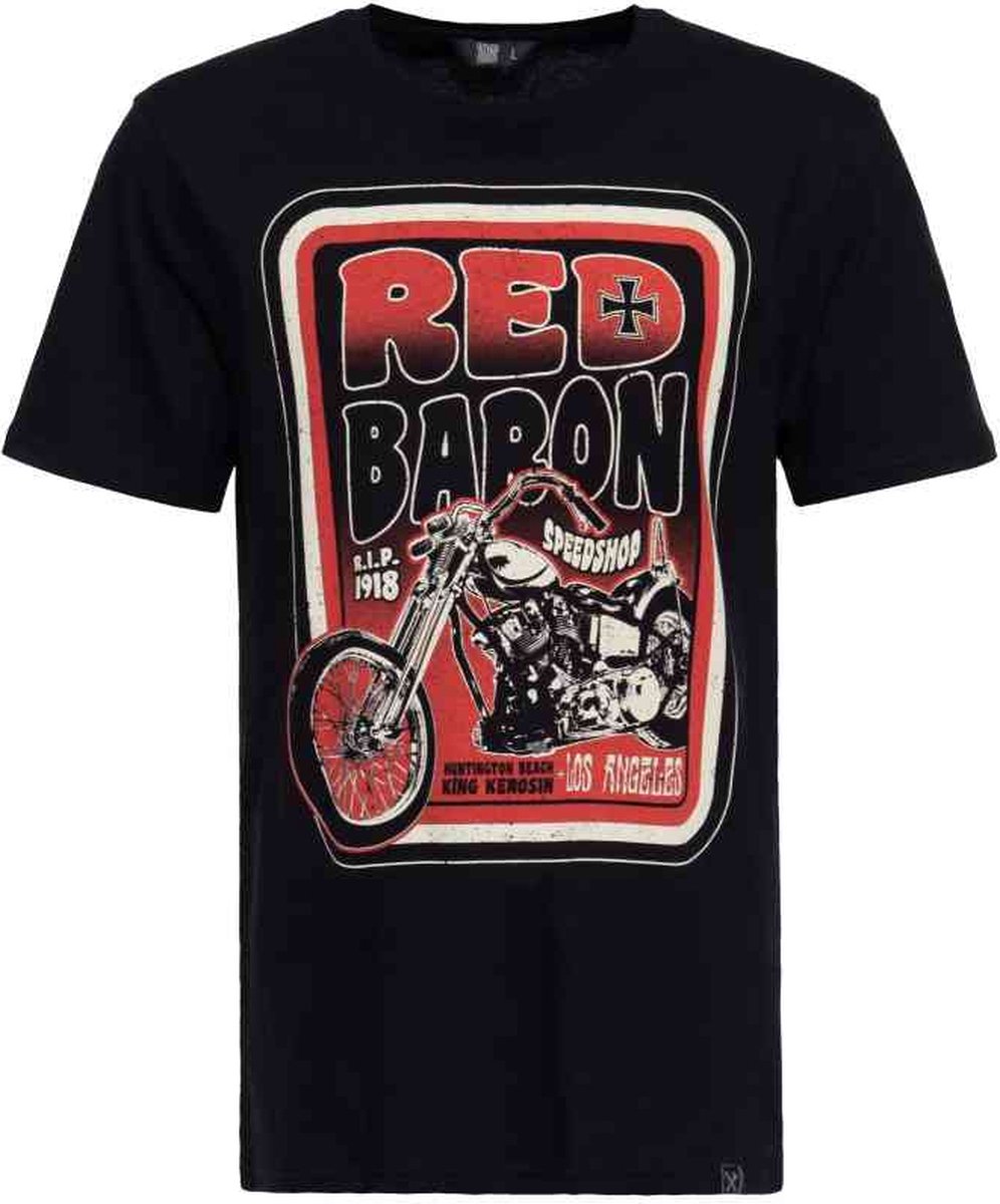 King Kerosin Heren Tshirt -XXL- Red Baron Speedshop Zwart
