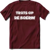 T-Shirt Knaller T-Shirt|Trots op de boerin / Boerenprotest / Steun de boer|Heren / Dames Kleding shirt|Kleur Burgundy|Maat S