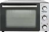 Bestron vrijstaande Mini Oven met 31L volume, Bakoven inlcusief Grillrooster, Draaispit, Bakschaal, Ø30,5 cm Pizzasteen & Heteluchtfunctie, met 5 programma’s tot max. 230 °C, timer & indicatielampje, 1500 Watt, kleur: zilver / zwart