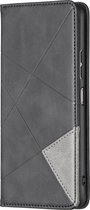 Mobigear Telefoonhoesje geschikt voor Samsung Galaxy A13 4G Hoesje | Mobigear Rhombus Slim Bookcase | Pasjeshouder voor 2 Pasjes | Telefoonhoesje voor Pinpas / OV Kaart / Rijbewijs - Zwart