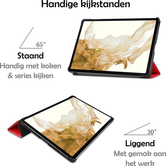 Samsung Tab S8 Ultra Cover Luxe Case Book Case With Cutout S Pen - Samsung Galaxy Tab S8 Ultra Cover 12,4 pouces - Rouge