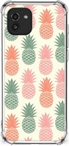 Backcase TPU Siliconen Hoesje Geschikt voor Samsung Galaxy A03 Telefoon Hoesje met doorzichtige rand Ananas