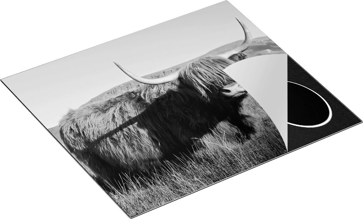Chefcare Inductie Beschermer Schotse Hooglander Koe - Kleur - Zwart Wit - 59x52 cm - Afdekplaat Inductie - Kookplaat Beschermer - Inductie Mat