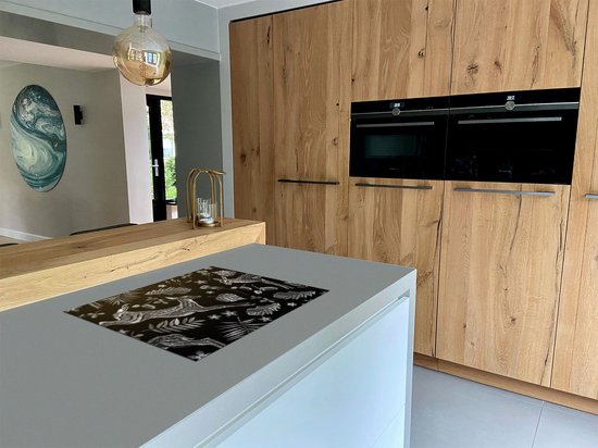 Chefcare Inductie Beschermer Herfst Achtergrond met Herten - Abstract - Zwart Wit - 70x55 cm - Afdekplaat Inductie - Kookplaat Beschermer - Inductie Mat