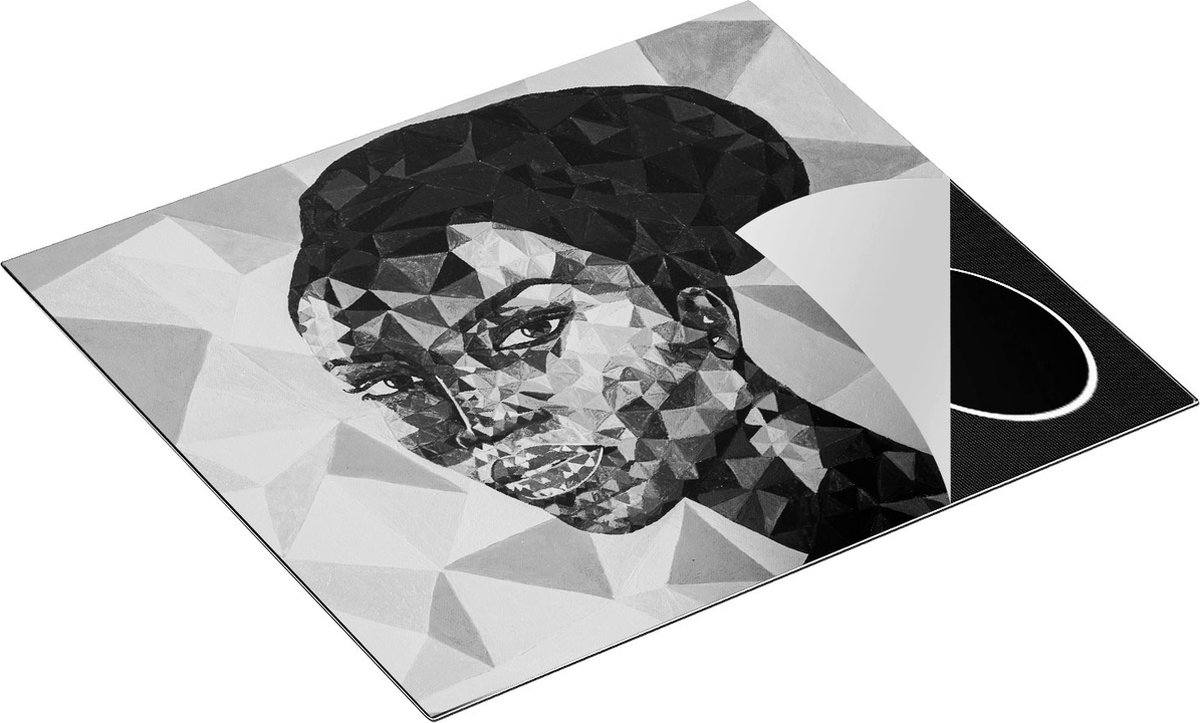 Chefcare Inductie Beschermer Afrikaanse Vrouw in Driehoekjes - Abstract - Zwart Wit - 60x55 cm - Afdekplaat Inductie - Kookplaat Beschermer - Inductie Mat