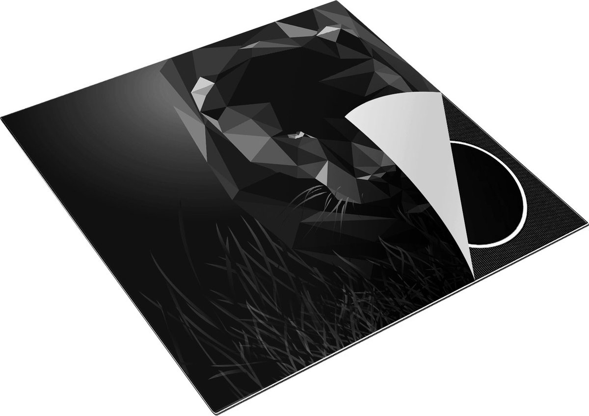 Chefcare Inductie Beschermer Zwarte Panter van Origami - Abstract - Zwart Wit - 78x78 cm - Afdekplaat Inductie - Kookplaat Beschermer - Inductie Mat