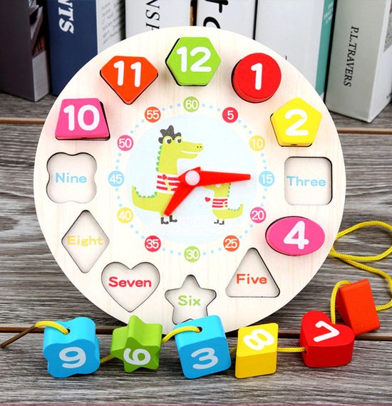 Afbeelding van het spel Montessori Houten Puzzel Speelgoed Klok Motoriek Educatief