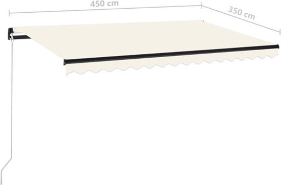 vidaXL Auvent extensible manuel avec LED 450 x 350 cm Crème