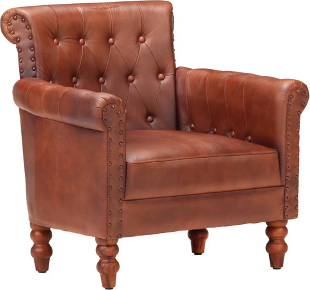 vidaXL Fauteuil - echt - geitenleer - bruin