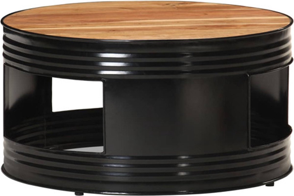 vidaXL Salontafel - 68x68x36 - cm - massief - acaciahout - zwart