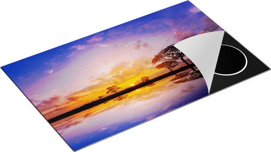 Chefcare Inductie Beschermer Silhouet van Bomen tijdens Zonsondergang - 85x50 cm - Afdekplaat Inductie - Kookplaat Beschermer - Inductie Mat