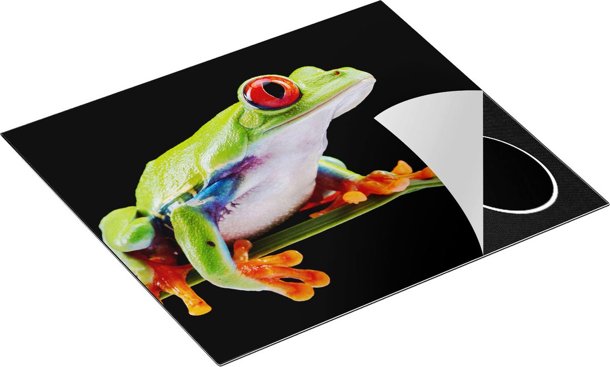 Chefcare Inductie Beschermer Kikker met Rode Ogen op een Plant - 59x52 cm - Afdekplaat Inductie - Kookplaat Beschermer - Inductie Mat