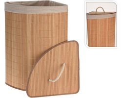 Bathroom Solutions Wasmand - bamboe hout - met deksel - naturel - 35 x 35 x 60 cm - 70 liter - opvouwbaar