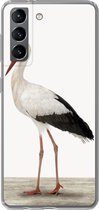 Geschikt voor Samsung Galaxy S21 hoesje - Ooievaar - Vogel - Dieren - Jongens - Kinderen - Meisjes - Siliconen Telefoonhoesje