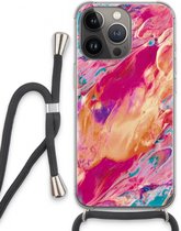 Case Company® - Hoesje met koord geschikt voor iPhone 13 Pro hoesje met Koord - Pastel Echoes - Telefoonhoesje met Zwart Koord - Extra Bescherming aan alle Kanten en Over de Schermrand