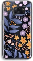 Case Company® - Hoesje geschikt voor Samsung Galaxy S7 hoesje - Flowers with blue leaves - Soft Cover Telefoonhoesje - Bescherming aan alle Kanten en Schermrand