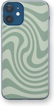 Case Company® - Hoesje geschikt voor iPhone 12 mini hoesje - Swirl Groen - Soft Cover Telefoonhoesje - Bescherming aan alle Kanten en Schermrand