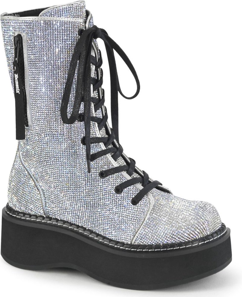 DemoniaCult - EMILY362 Plateau Laarzen - US 7 - 37 Shoes - Zilverkleurig/Zwart