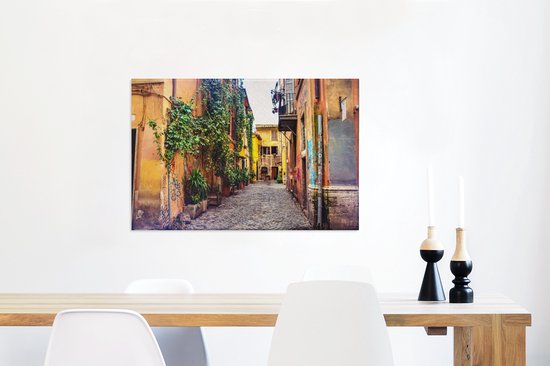 Ancienne ruelle de Rome 90x60 cm - Tirage photo sur toile (Décoration murale salon / chambre)