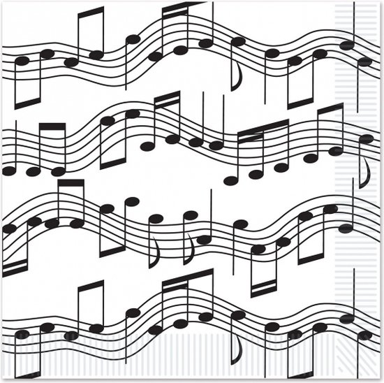 48x Serviettes à thème Note de musique 25 x 25 cm - Serviettes en papier  jetables -... | bol.com