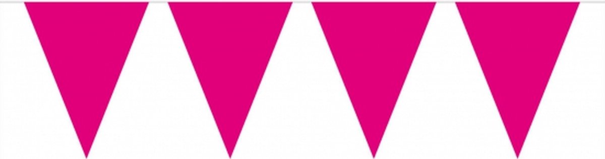 Party Vlaggenlijn puntvlaggetjes - 3x - kunststof - fuchsia - 10 meter - Slinger - versiering/feestartikelen — afbeelding 4