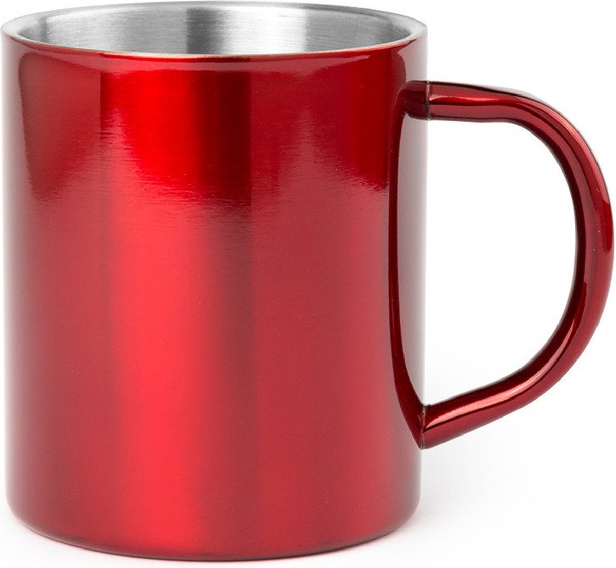 Luxe drinkbeker/koffiemok - metallic rood - 280 ml - RVS - glitter and glamour