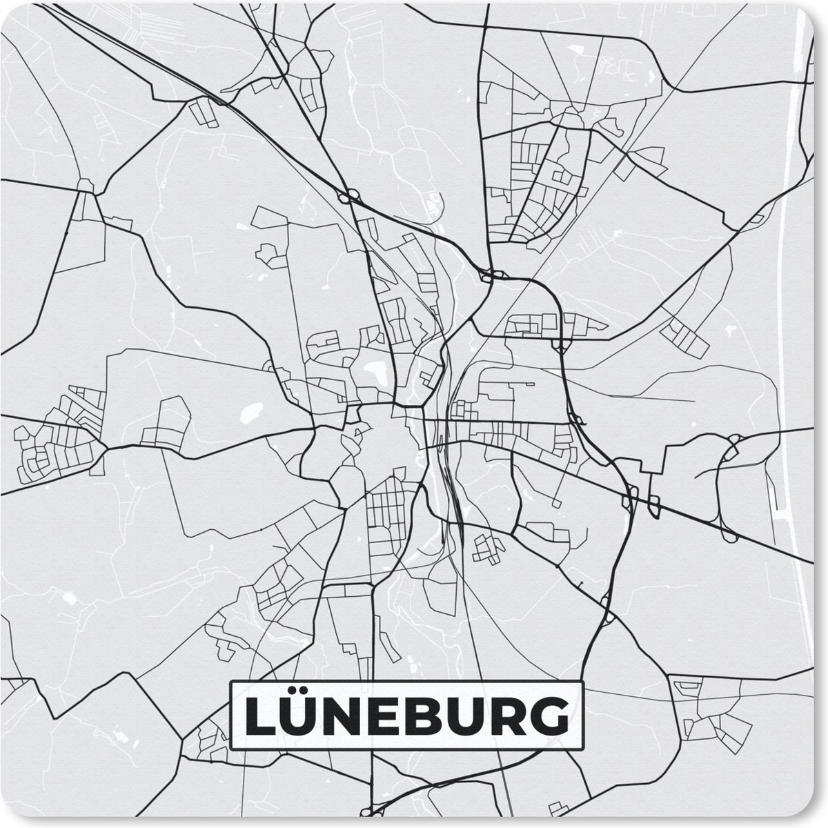 Muismat 30x30 cm - Mousepad Duitsland - Stadskaart - Plattegrond - Kaart - Lüneburg - Muismatten - Stadskaart