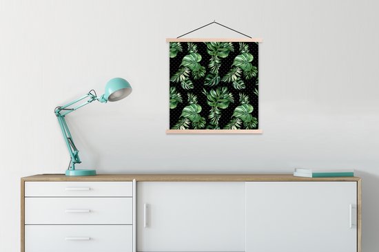 Porte-affiche avec affiche - Affiche scolaire - Feuilles - Tropical - Motifs - Jungle - 60x60 cm - Lattes vierges