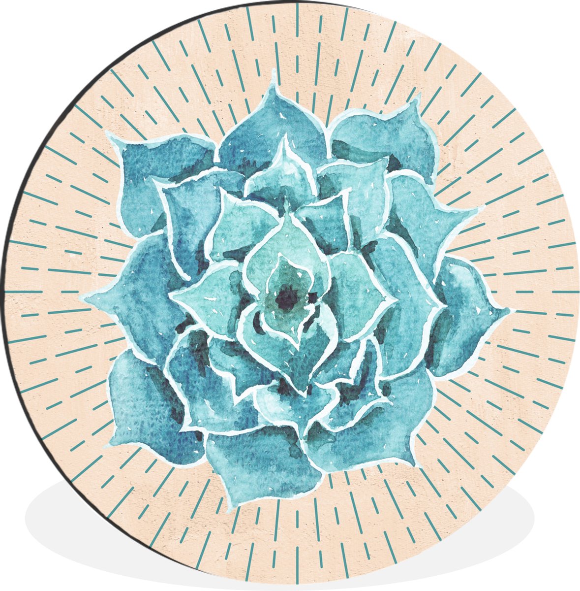 WallCircle - Wandcirkel - Muurcirkel - Waterverf - Vetplant - Bohemian - Retro - Aluminium - Dibond - 30x30 cm - Binnen en Buiten