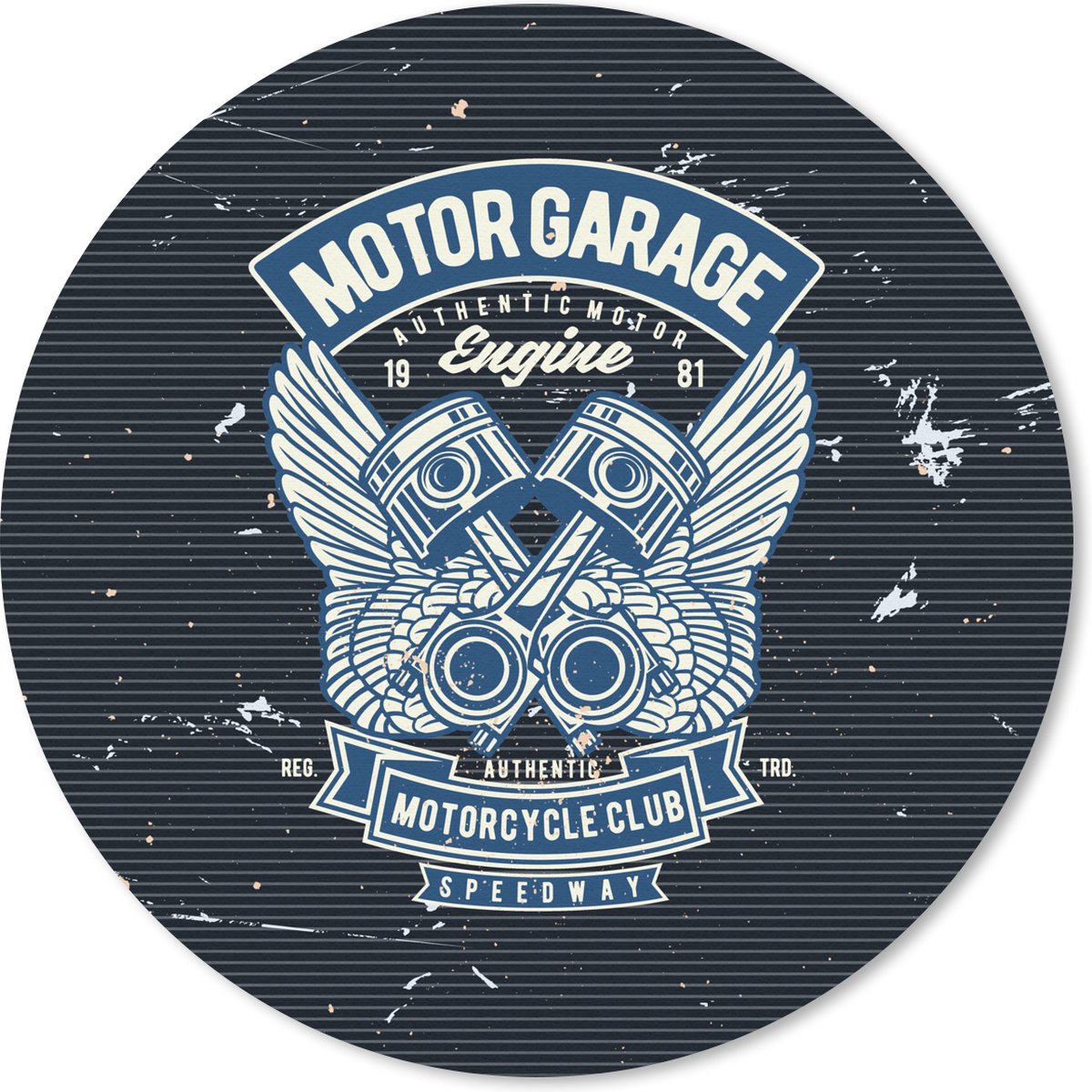 Muismat rond 20x20 cm - Mousepad Mancave - Motor - Auto - Vintage - Ronde muismatten