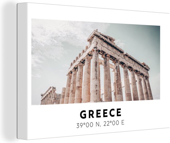 Canvas Schilderij Parthenon - Griekenland - Athene - 30x20 cm - Wanddecoratie